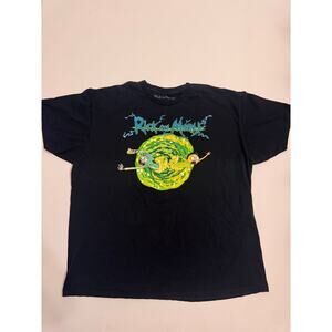 Men's Rick and Morty Adult Swim Black Short Sleeved T-Shirt Size 2X 100% Cotton